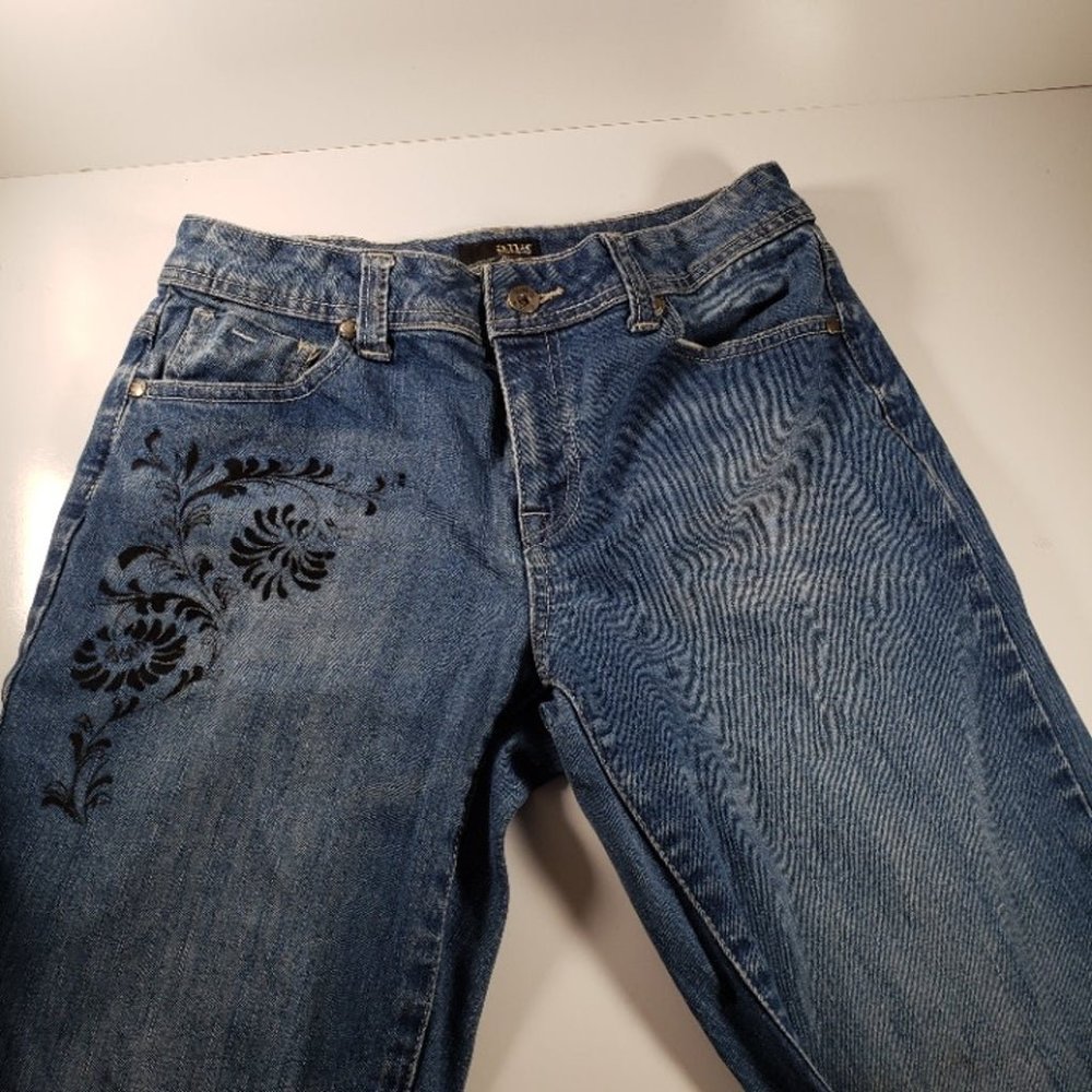 A.N.A. Straight Leg Jeans W/Black Flower Graphic 6